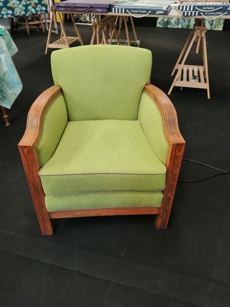 Fauteuil année 30, réfection de fauteuil, cours de réfection de fauteuil, cours de tapisserie d'ameublement, atelier réfection de fauteuil, rénovation siège, rénovation fauteuil, DIY 